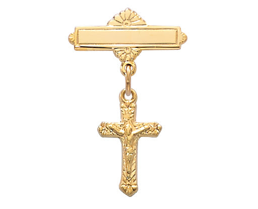 Gold over Silver Crucifix Gold-plated Baby Pin