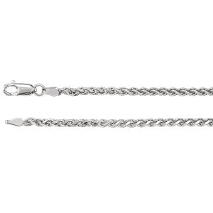 18-inch Diamond Cut Wheat Chain with Lobster Clasp - 14K White Gold