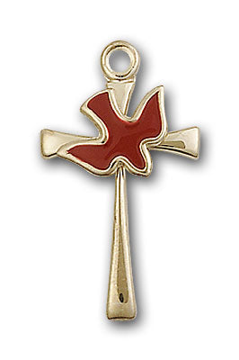14K Gold Cross and Holy Spirit Pendant