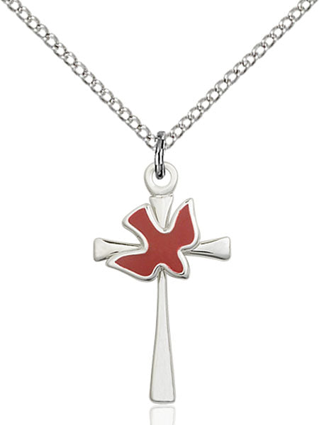 Sterling Silver Cross and Holy Spirit Necklace Set