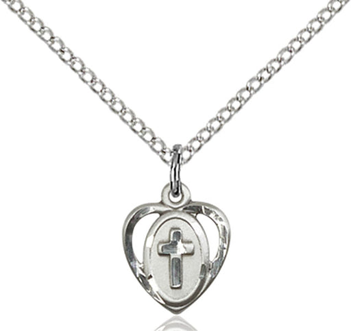 Sterling Silver Heart and Cross Necklace Set