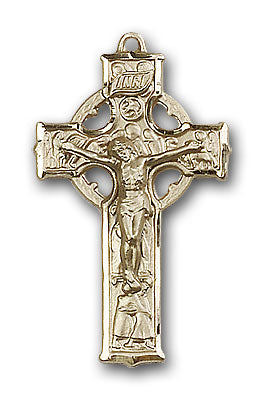 14K Gold Celtic Crucifix Pendant