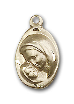 14K Gold Madonna and Child Pendant - Engravable