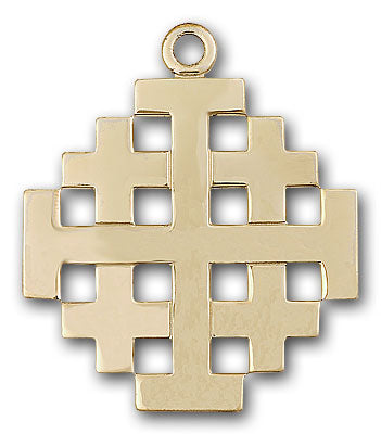 Carat in Karats 14K Yellow Gold Jerusalem Cross Pendant Charm (20mm x 15mm)  With 14K Yellow Gold Lightweight Rope Chain Necklace 20'' - Walmart.com