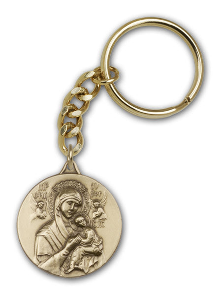 Antique Gold Our Lady of Perpetual Health Keychain