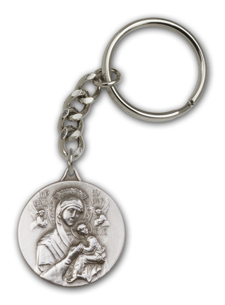 Antique Silver Our Lady of Perpetual Health Keychain