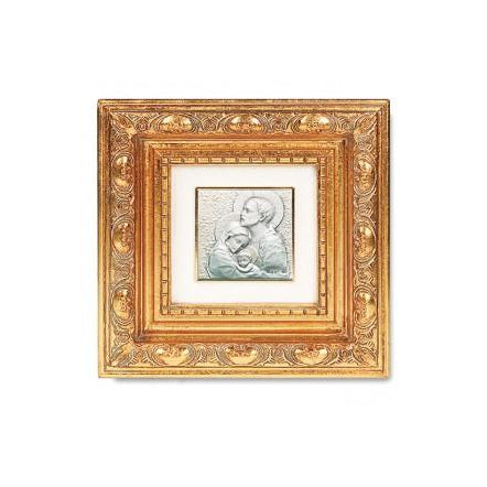 Gold Leaf Resin Framed Italian Art with Holy Family Bust Image