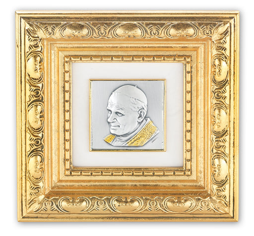 Gold Leaf Resin Framed Italian Art with Saint John Paul II Image