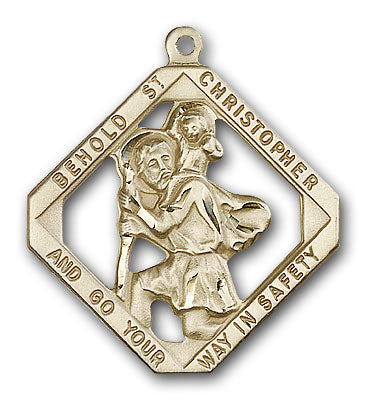 14K Gold Saint Christopher Pendant - Engravable