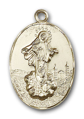 14K Gold Our Lady of Medjugorje Pendant - Engravable