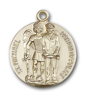 14K Gold Saint Michael the Archangel Pendant - Engravable