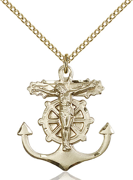 Gold-Filled Anchor Crucifix Necklace Set