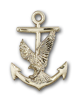 14K Gold Anchor and Eagle Pendant