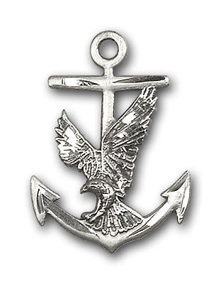 Sterling Silver Anchor and Eagle Necklace Set
