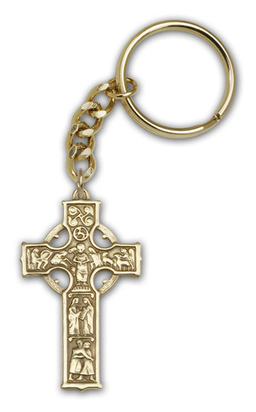 Antique Gold Celtic Cross Keychain