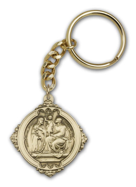 Antique Gold Holy Family Keychain