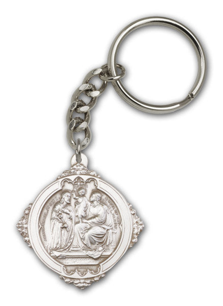 Antique Silver Holy Family Keychain