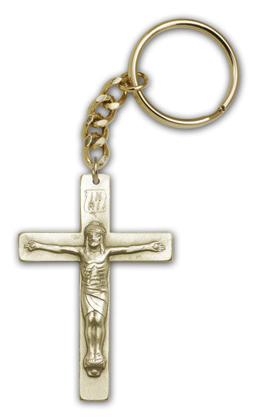 Antique Gold Crucifix Keychain