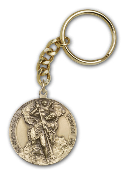 Antique Gold Saint Christopher Keychain
