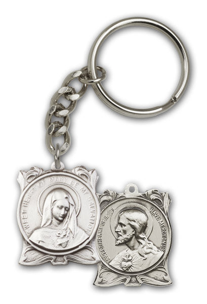 Antique Silver Immaculate Heart of Mary Keychain