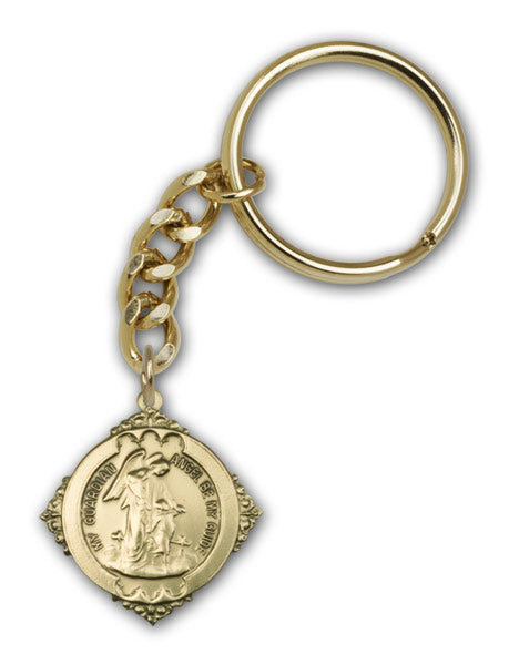 Antique Gold Guardian Angel Keychain