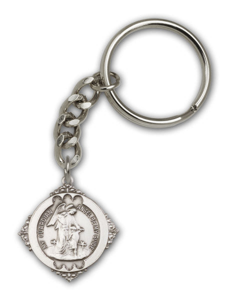 Antique Silver Guardian Angel Keychain