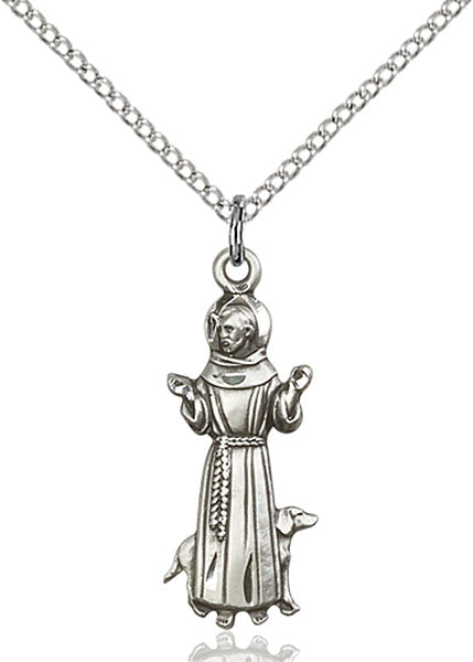 Sterling Silver Saint Francis with Dog Necklace Set
