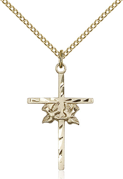 Gold-Filled Doves and Cross Necklace Set