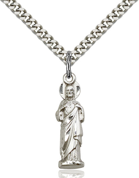 Sterling Silver Sacred Heart Necklace Set