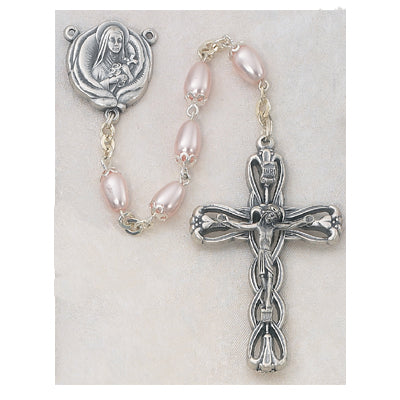 6X8MM Pink Glass Rosary