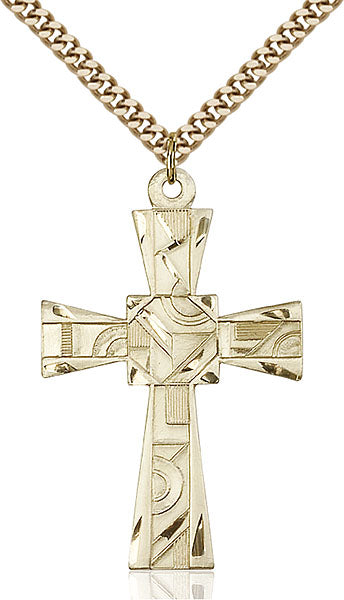 Gold-Filled Mosaic Cross Necklace Set