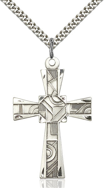 Sterling Silver Mosaic Cross Necklace Set