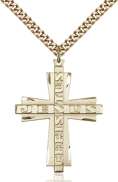 Gold-Filled Jesus Christus Cross Necklace Set