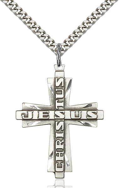 Sterling Silver Jesus Christus Cross Necklace Set