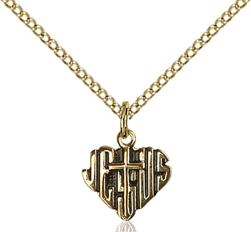 Gold-Filled Heart of Jesus and Cross Necklace Set