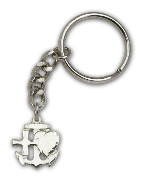 Antique Silver Faith Hope and Charity Keychain
