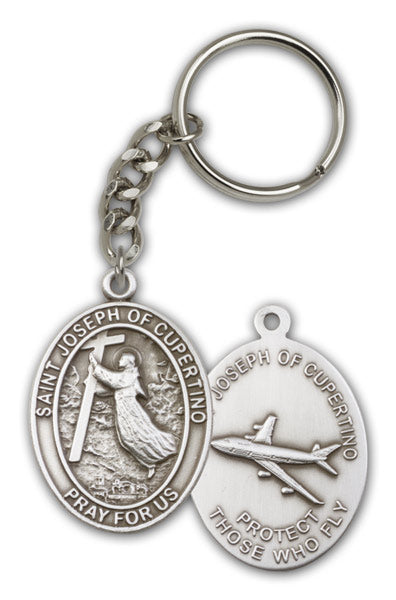 Antique Silver Saint Joseph of Cupertino Keychain