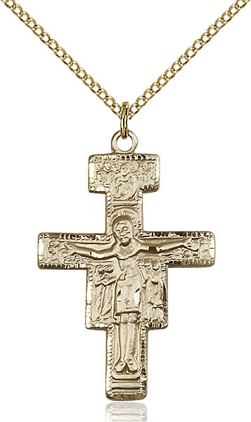 Gold-Filled San Damiano Crucifix Necklace Set