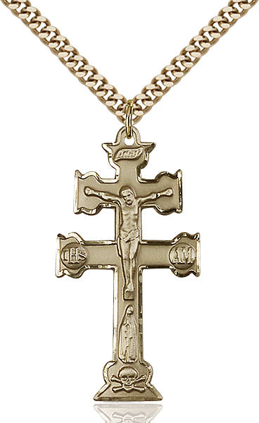 Gold-Filled Caravaca Crucifix Necklace Set