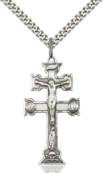 Sterling Silver Caravaca Crucifix Necklace Set