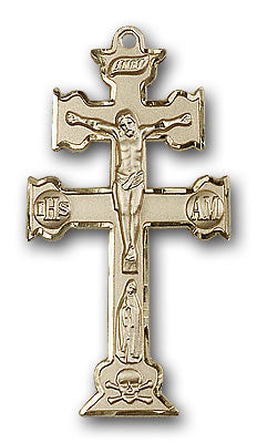 14K Gold Caravaca Crucifix Pendant