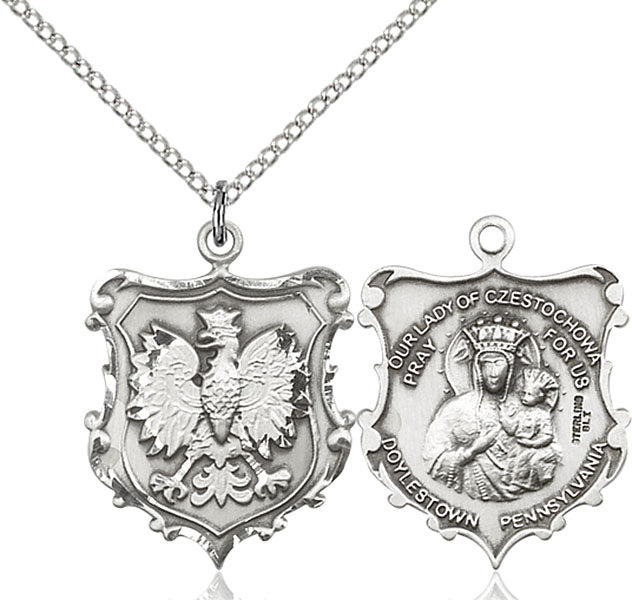 Sterling Silver Our Lady of Czestochowa and English Falco