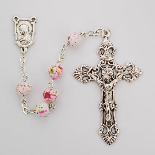 7MM White Cloissonne Rosary