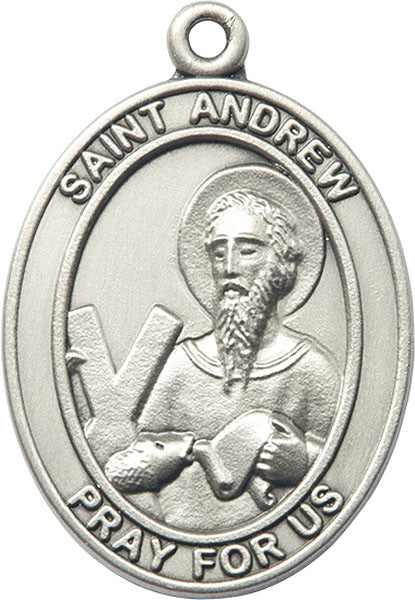 Silver Oxide Saint Andrew Keychain