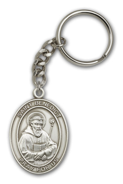 Antique Silver Saint Benedict Keychain