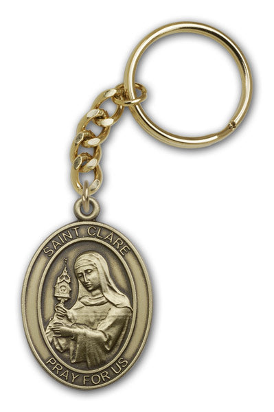 Antique Gold Saint Clare Keychain