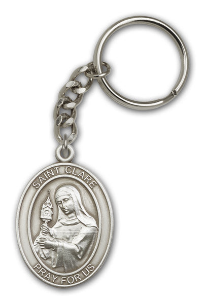 Antique Silver Saint Clare Keychain
