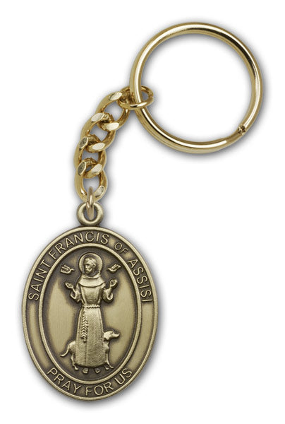 Antique Gold Saint Francis of Assisi Keychain