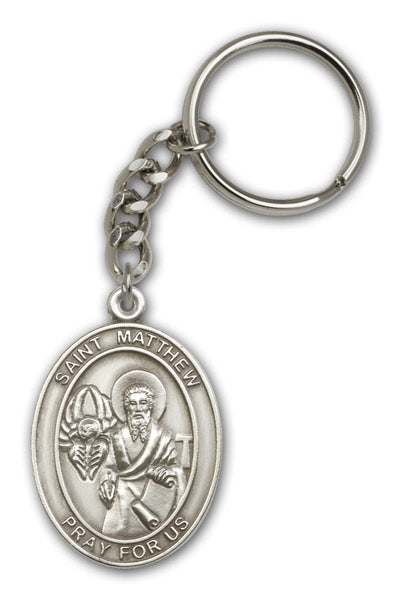 Antique Silver Saint Matthew Keychain