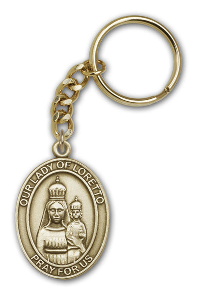 Antique Gold Our Lady of Loretto Keychain